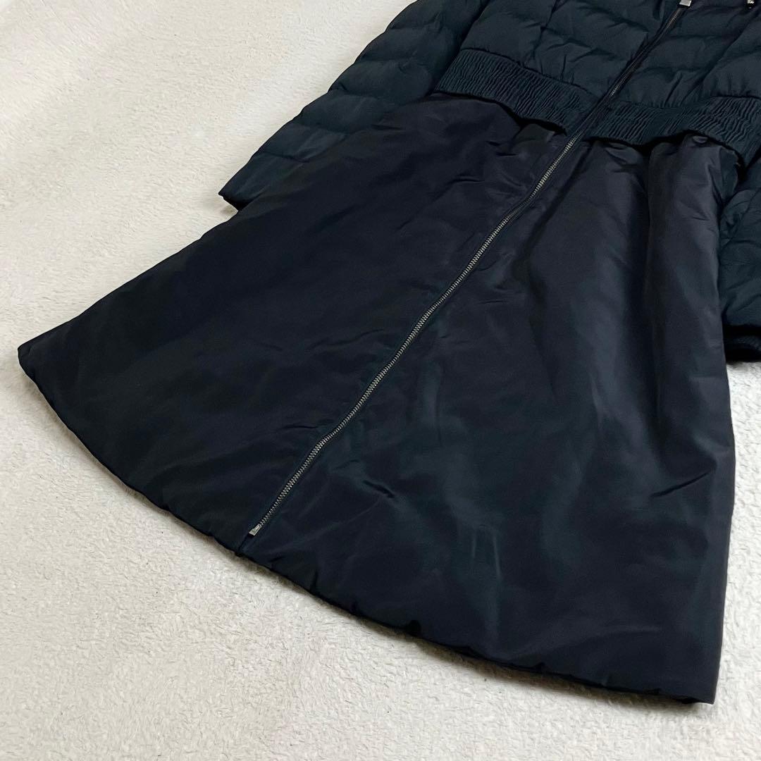 ダーマコレクション　シルバーフォックスファー　Aライン　ロングダウンコート　黒