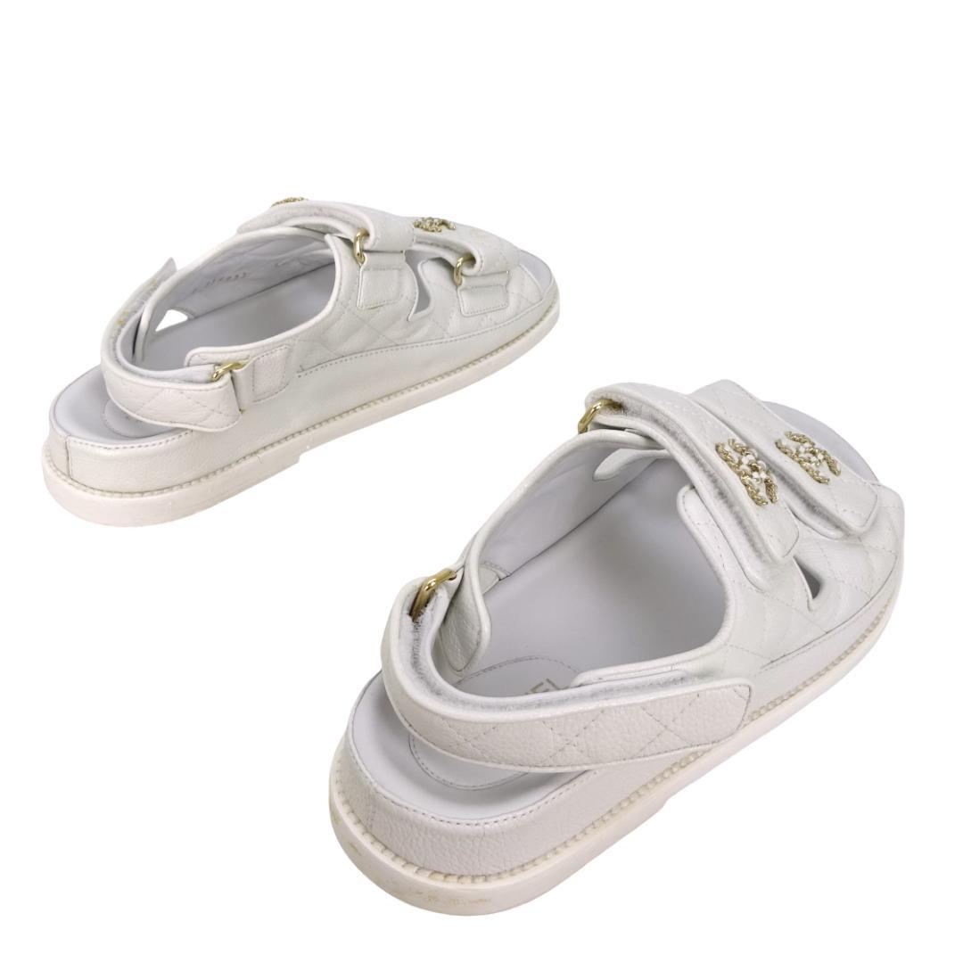 本物良品■シャネル■ココマーク マトラッセ キャビアスキン サンダル 37C