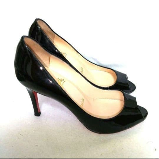 ✨極美品✨ルブタン ブラック オープントゥ ハイヒール 21cm