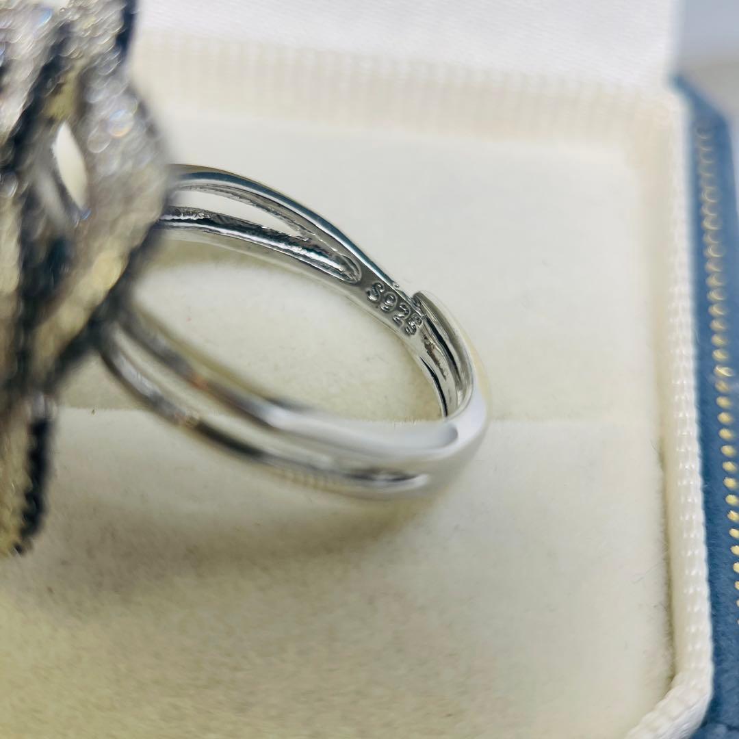 南洋真珠 リング 黑蝶真珠 黒真珠　タヒチ　指輪 プラチナグレー 薔薇