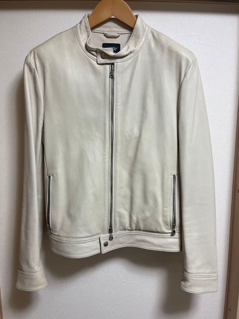 エンメティ シングルライダース　アンドレア　ラムレザー　アイボリー　50