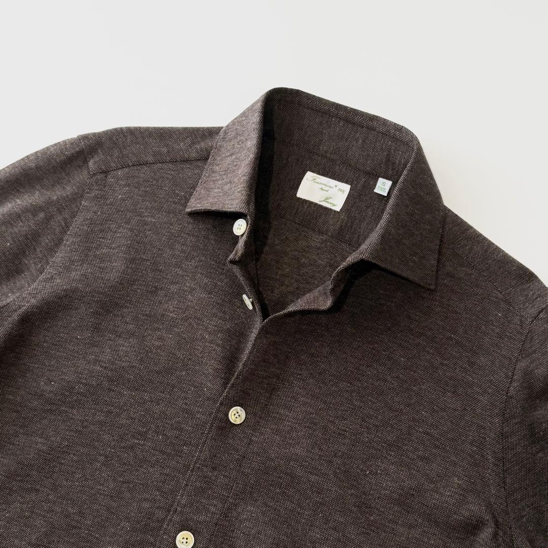 Finamore フィナモレ コットン カシミヤ ジャージー シャツ