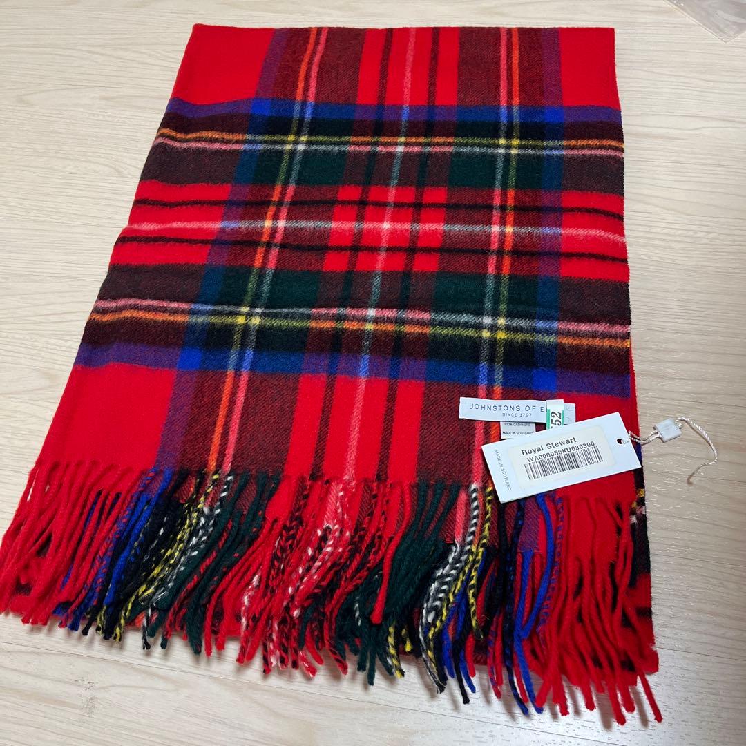 【美品】ジョンストンズ　ロイヤルスチュワート大判　タグつき