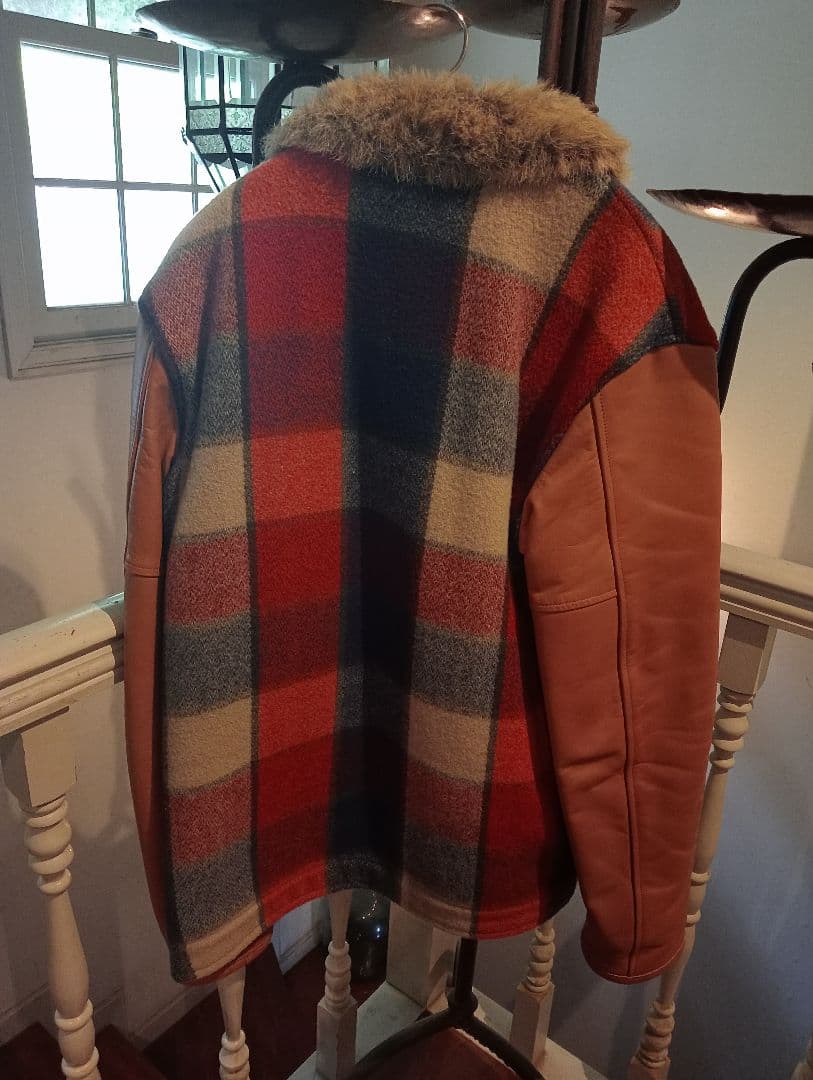 AVIREX アビレックス 牛革チェック柄ジャケット Mサイズ