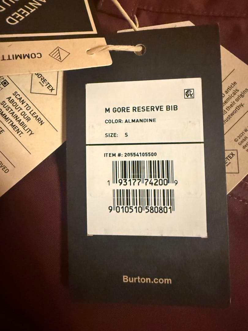 R*様 バートン　ゴアテックス　ビブパン　メンズSサイズ