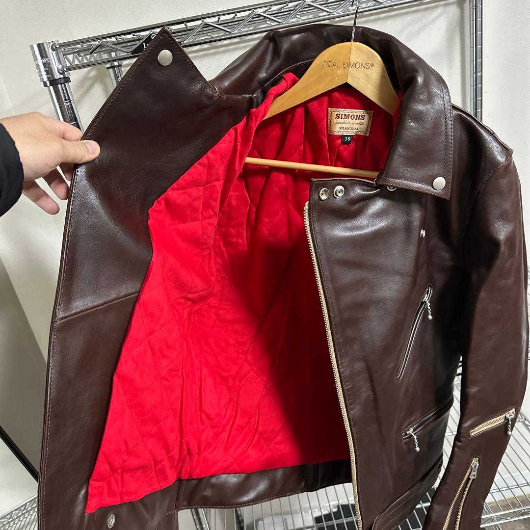 441タイプ 英国風ダブルライダース 茶芯カウハイド 36 S 新品特価