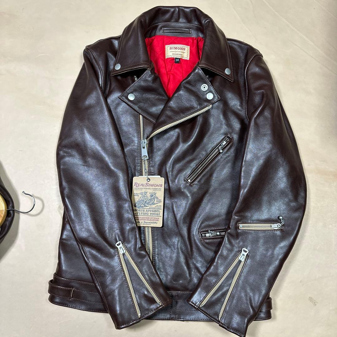 441タイプ 英国風ダブルライダース 茶芯カウハイド 36 S 新品特価