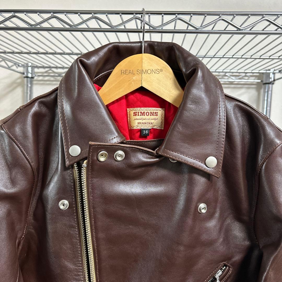 441タイプ 英国風ダブルライダース 茶芯カウハイド 36 S 新品特価