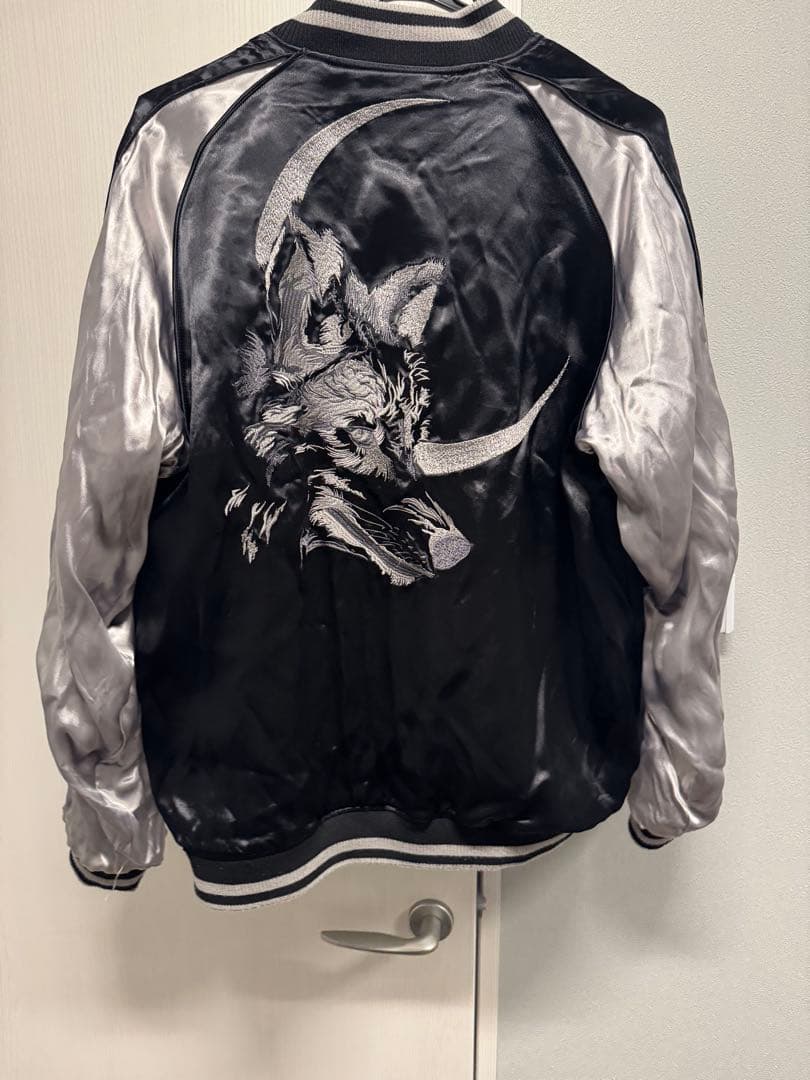 スカジャン　黒　グレー　リバーシブル