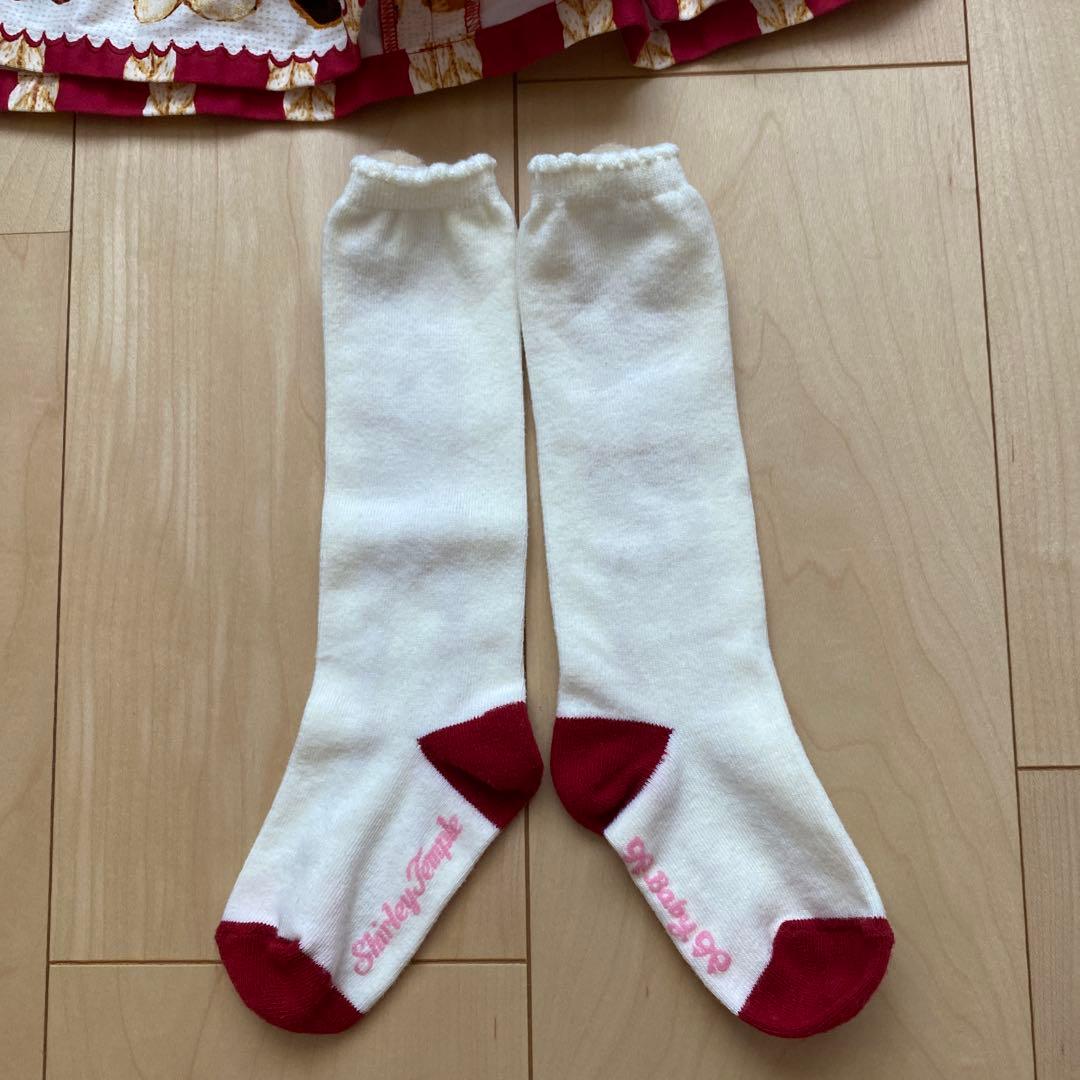 シャーリー クマ ワンピース 靴下セット 90サイズ クリスマスコーデに是非❤️