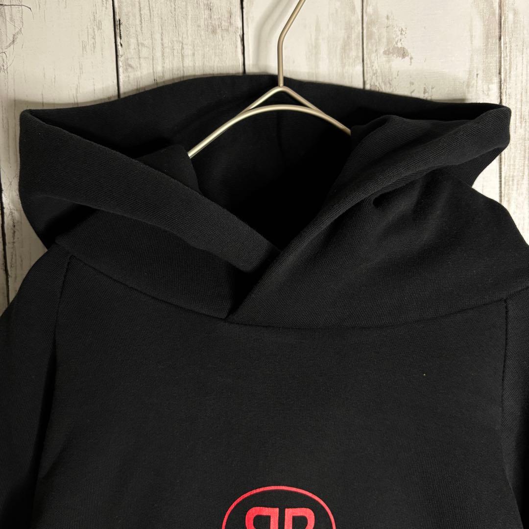 【最高デザイン】バレンシアガ パーカー フーディ 赤ロゴ 黒 Lサイズ