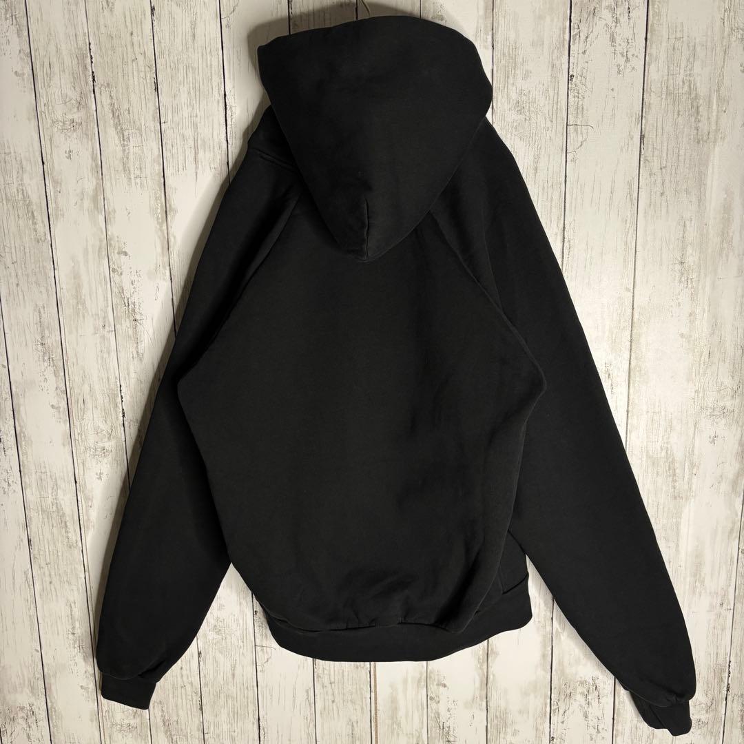 【最高デザイン】バレンシアガ パーカー フーディ 赤ロゴ 黒 Lサイズ