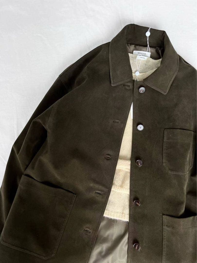 MONOHA suede work ジャケット ダークグリーン