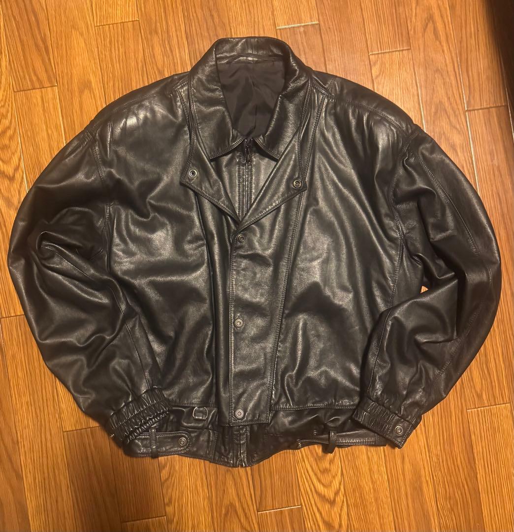 ブラックレザージャケット　vintage Italy製　イタリア製