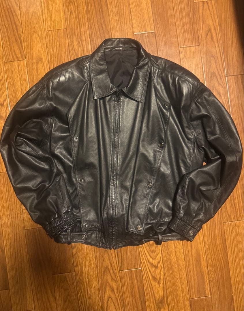 ブラックレザージャケット　vintage Italy製　イタリア製