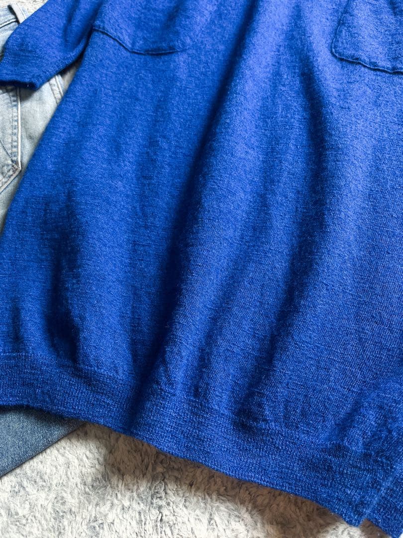 【45R】45rpm 毛100% クルーネックロングニットワンピース ポケット付