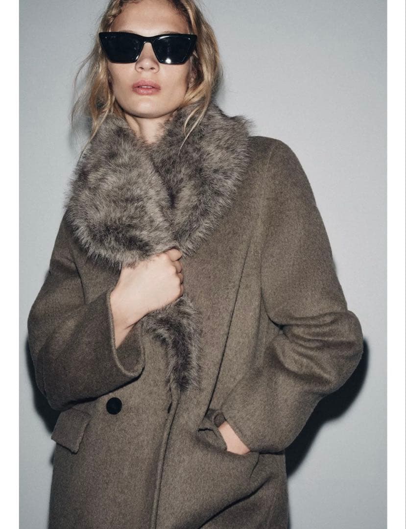 ZARA フェイクファーカラーウールブレンドジャケット ZWcollection