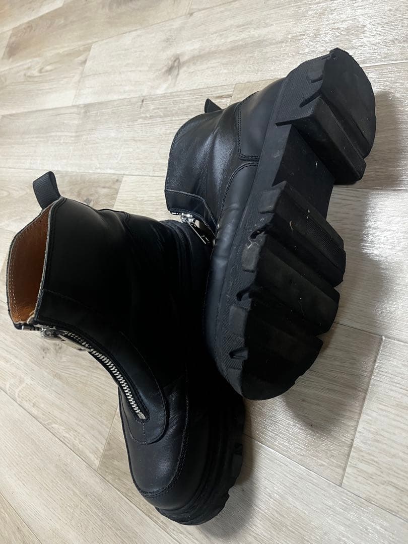 GANNI ガニー チャンキーソールフロントジップアップブーツ 38