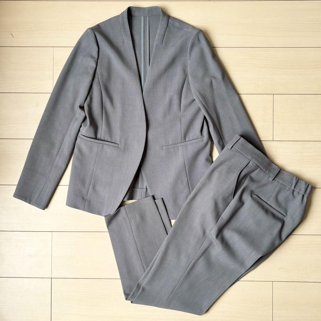 美品　ソージュ　SOEJU ウールライクノーカラージャケット パンツ スーツ