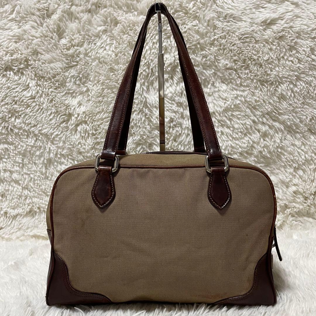 【希少】PRADA プラダ　ミニボストン　ボストン　ジャガード　ブラウン　バッグ