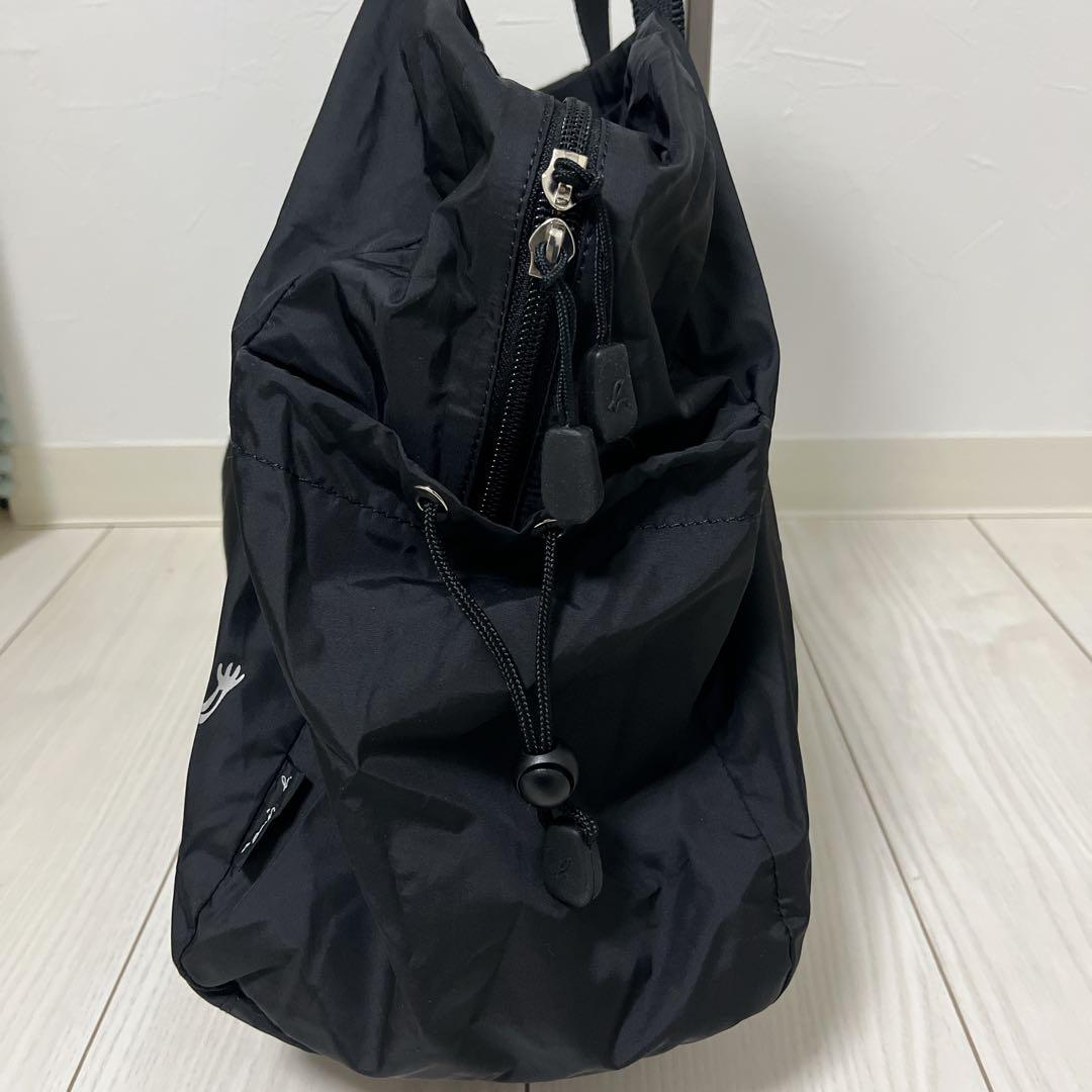 美品アニエスベー ボヤージュ　折りたたみ収納BIGボストンバッグ ブラック