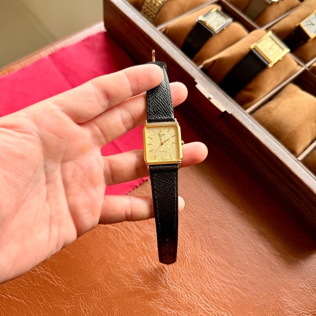 ヴィンテージ SEIKO 7731 砂子文字盤 タンク腕時計 1989年