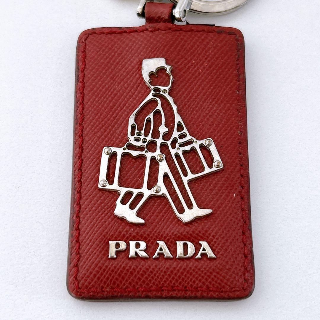 【希少色】PRADA キーリング サフィアーノ ホテルマン ドアマン 赤