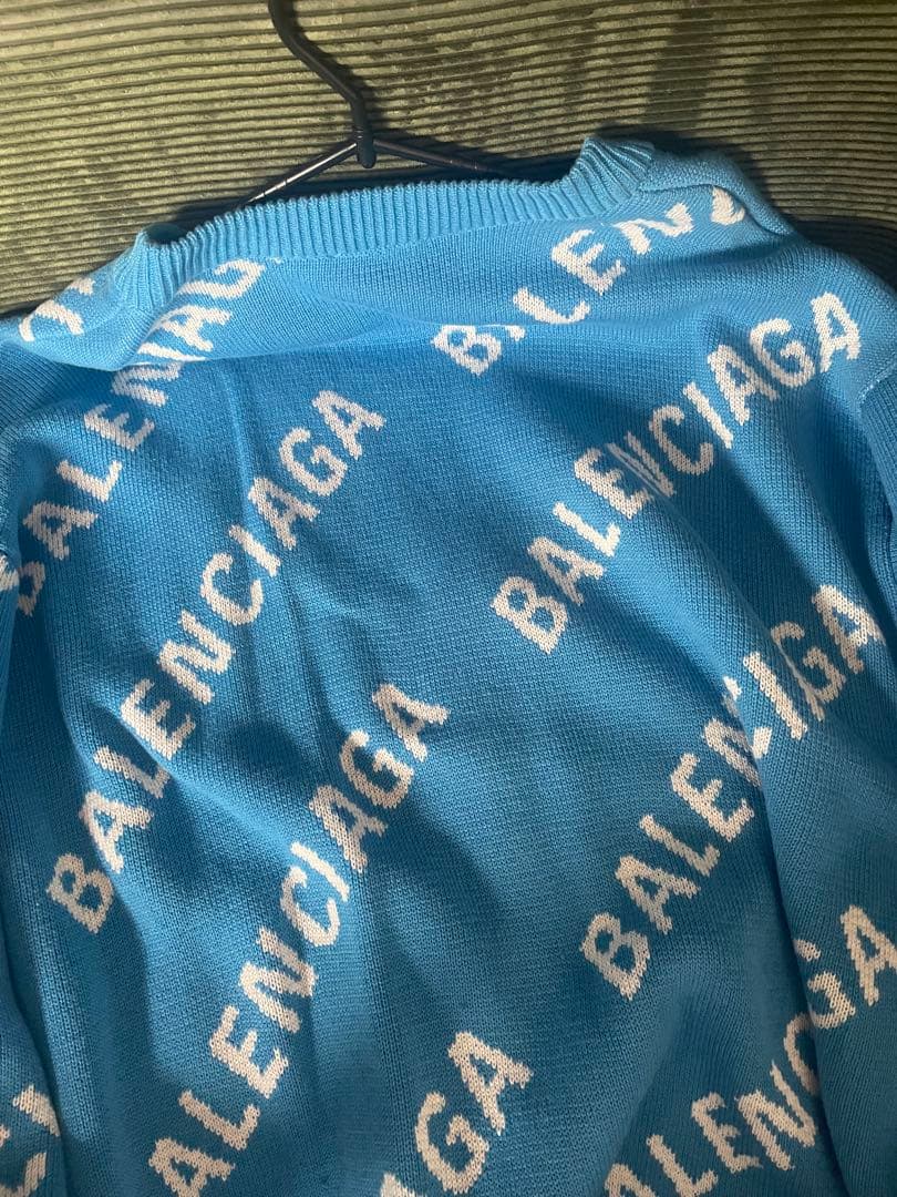 BALENCIAGA ユニセックスニットセーター 青/白