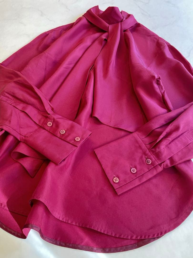 洗える♪ICB シルク100% ボウタイブラウス 長袖 美品 2way