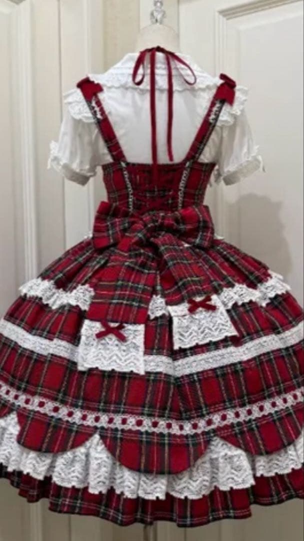 epetice Cream Petals ジャンパースカート レッドチェック新品