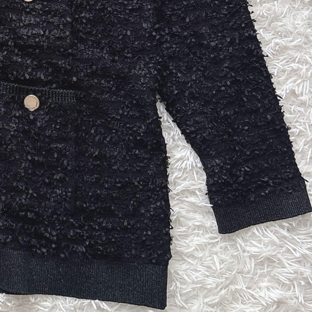 【未使用】グレースコンチネンタル 24AW ツイードバイカラーニットカーディガン