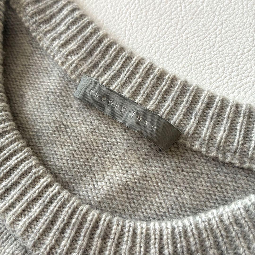 【美品】セオリーリュクス　カシミヤ100％クルーネックセーター　ライトグレー