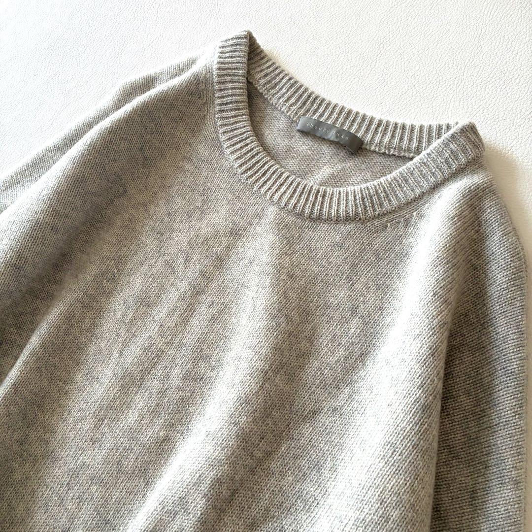 【美品】セオリーリュクス　カシミヤ100％クルーネックセーター　ライトグレー