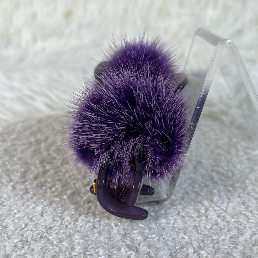 美品　ALEXANDRE DE PARIS ヘアクリップ　ミンクファー　パープル