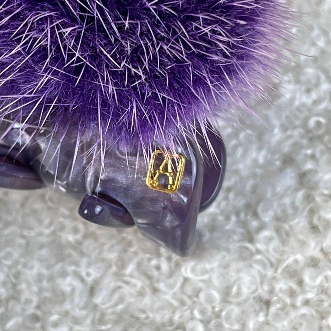 美品　ALEXANDRE DE PARIS ヘアクリップ　ミンクファー　パープル