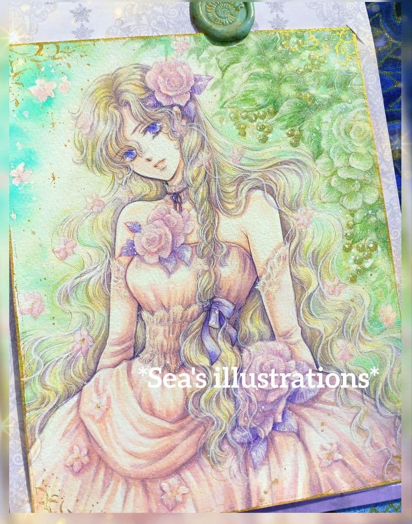 ◇薔薇のドレス◇手描きイラスト