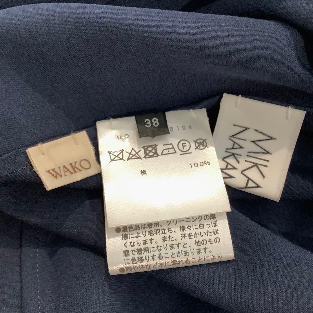 MIKAKO NAKAMURA ネイビーシルクブラウス　銀座和光　サイズ38