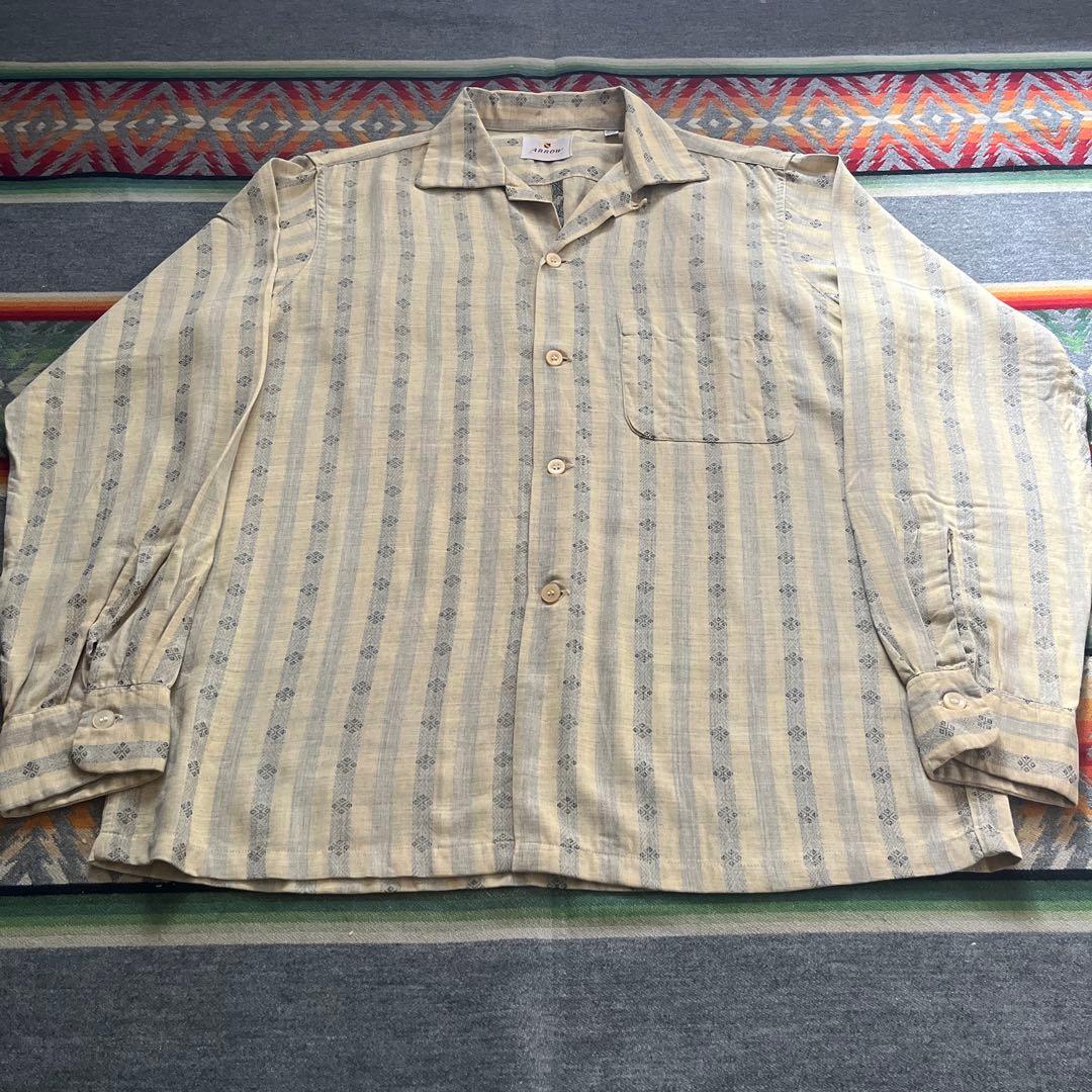 50s ARROW レーヨン ストライプ シャツ アーガイル 検 ギャバ 60s