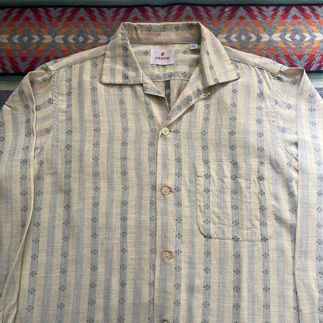 50s ARROW レーヨン ストライプ シャツ アーガイル 検 ギャバ 60s