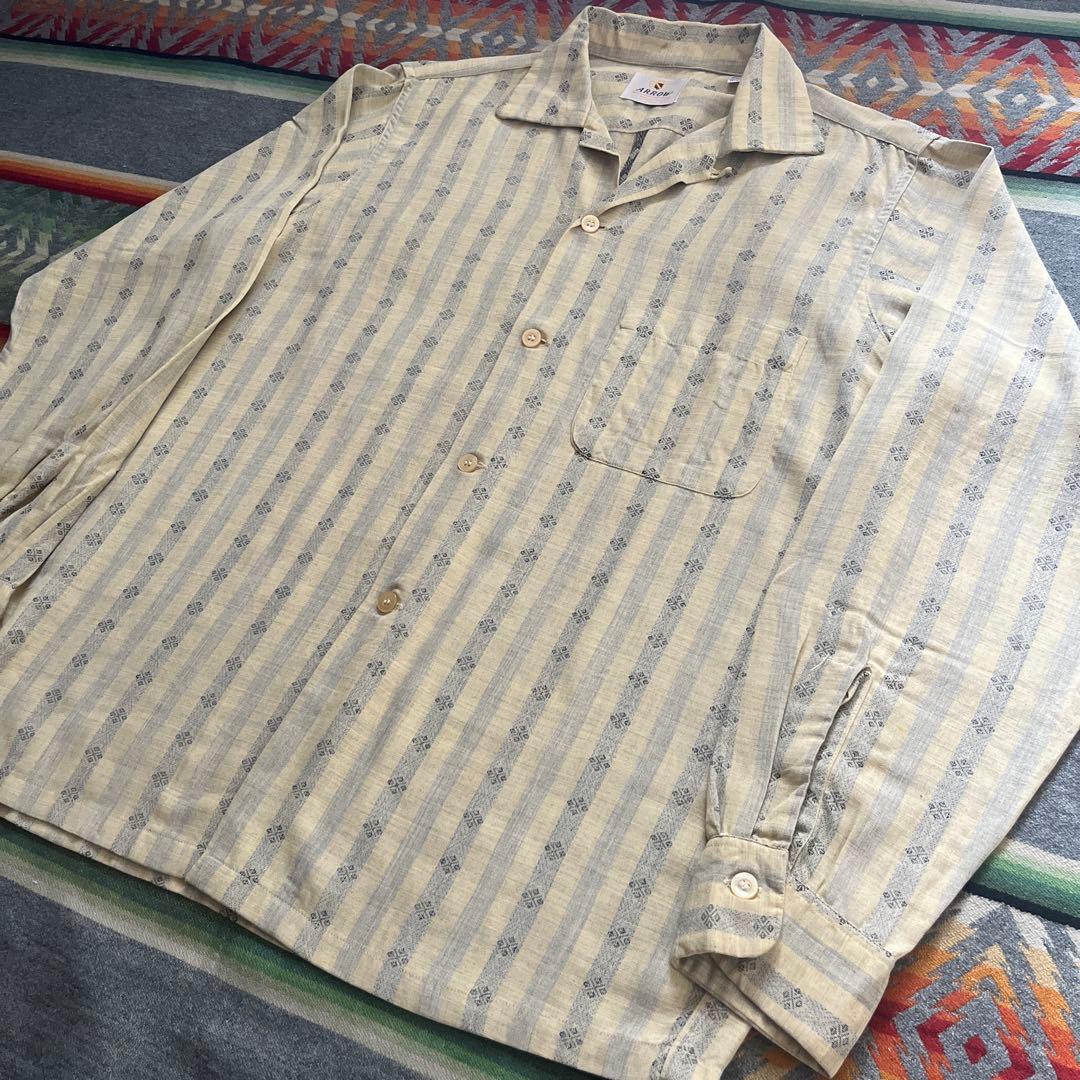 50s ARROW レーヨン ストライプ シャツ アーガイル 検 ギャバ 60s