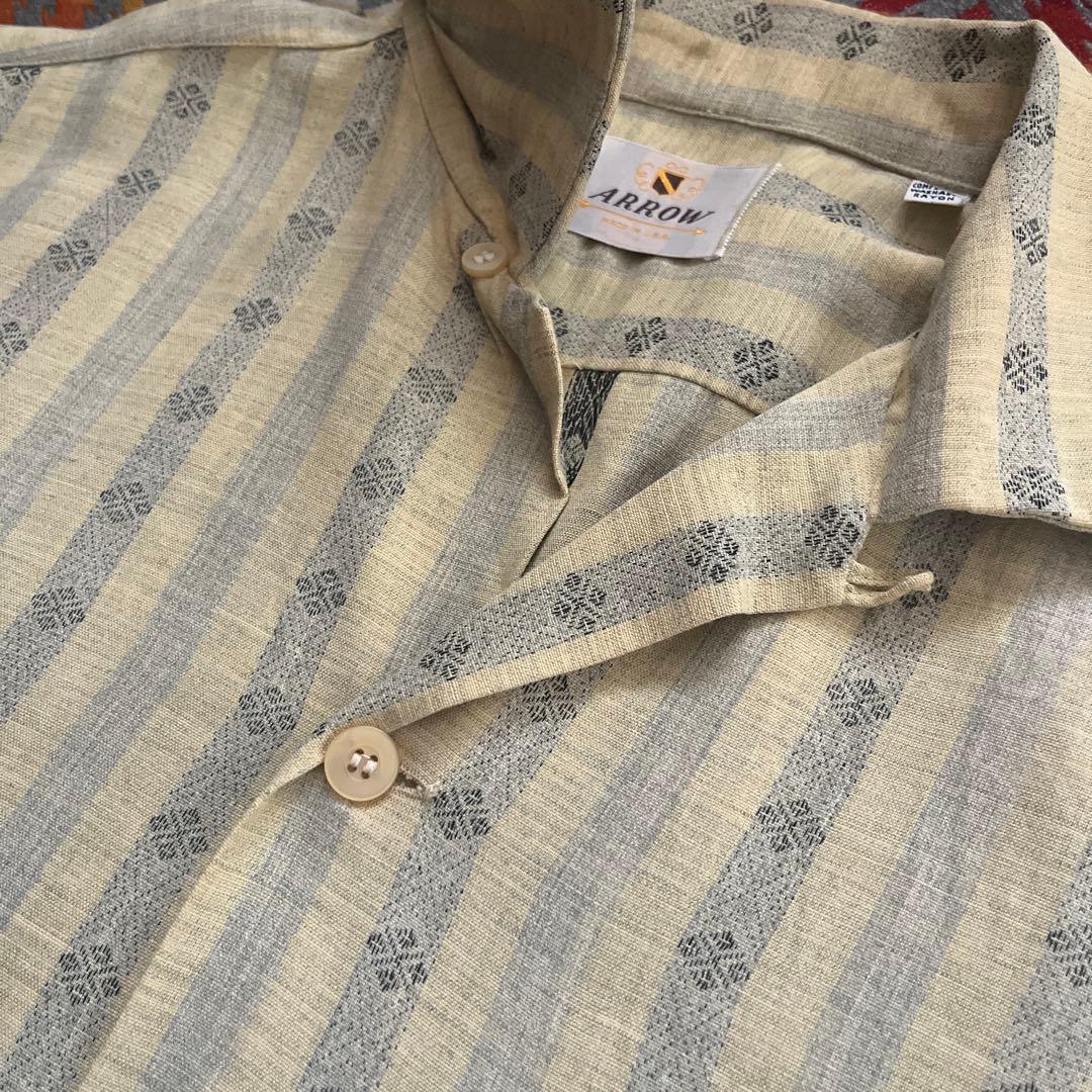 50s ARROW レーヨン ストライプ シャツ アーガイル 検 ギャバ 60s