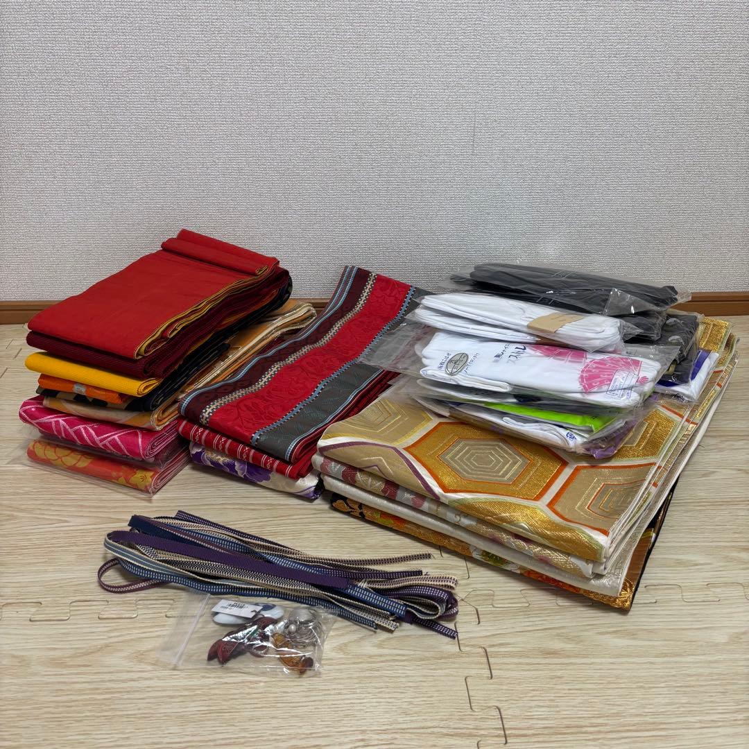 ✨ 新商品【おまとめ着物】 単衣 大島紬袷 袋帯 半幅帯 足袋 No.4-1