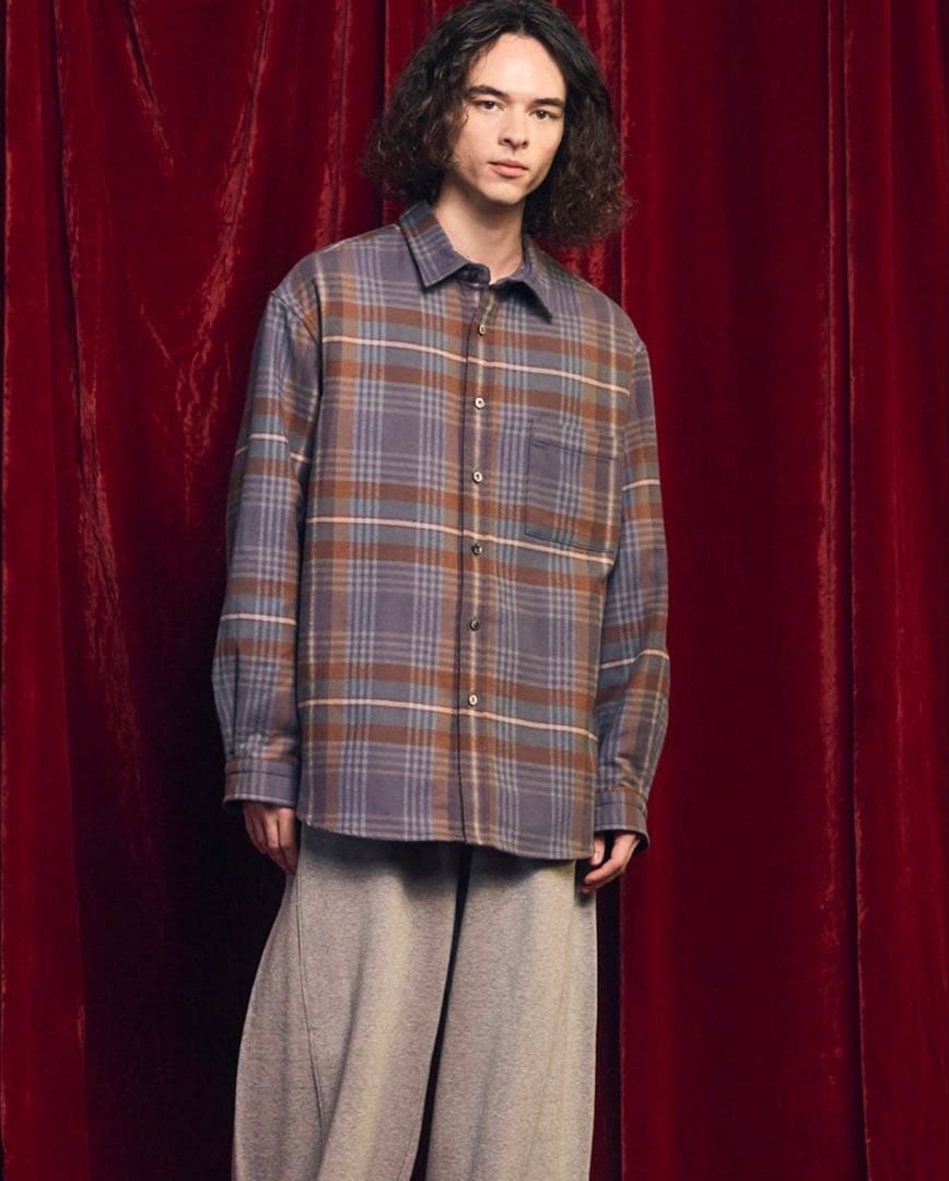 メゾンスペシャル　プライムオーバーレギュラーカラーフランネルシャツ　0