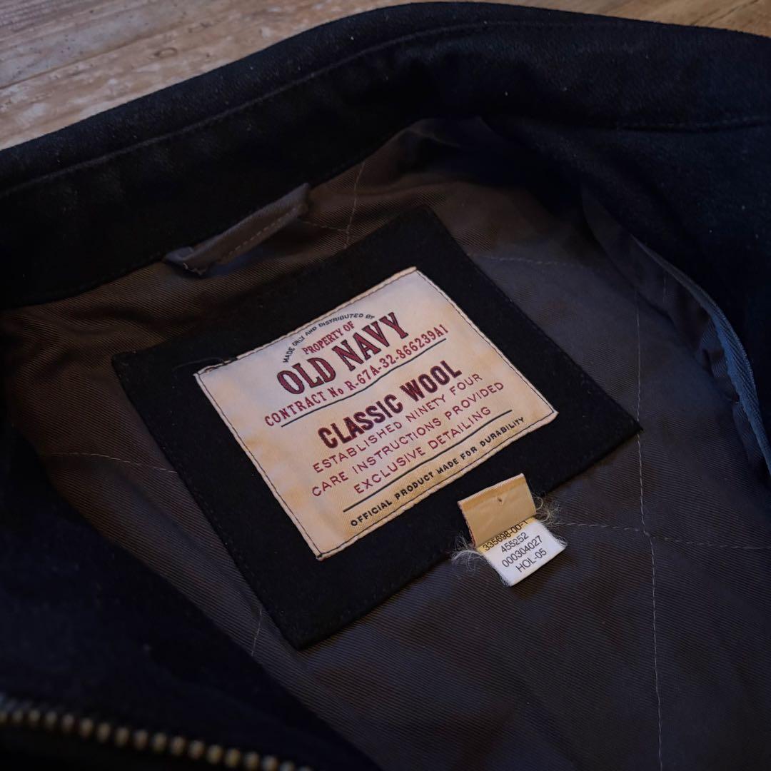 90s OLD NAVY ウールジャケット　短丈　ブラック　古着 レーヨン混