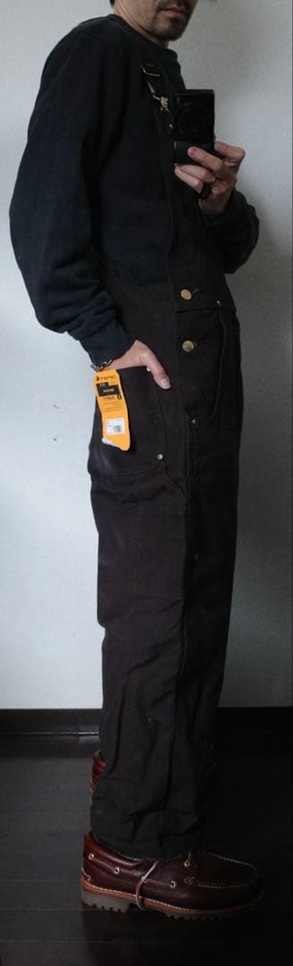 耐カーハートダックオーバーオールブラウンUSA古着ワークつなぎ