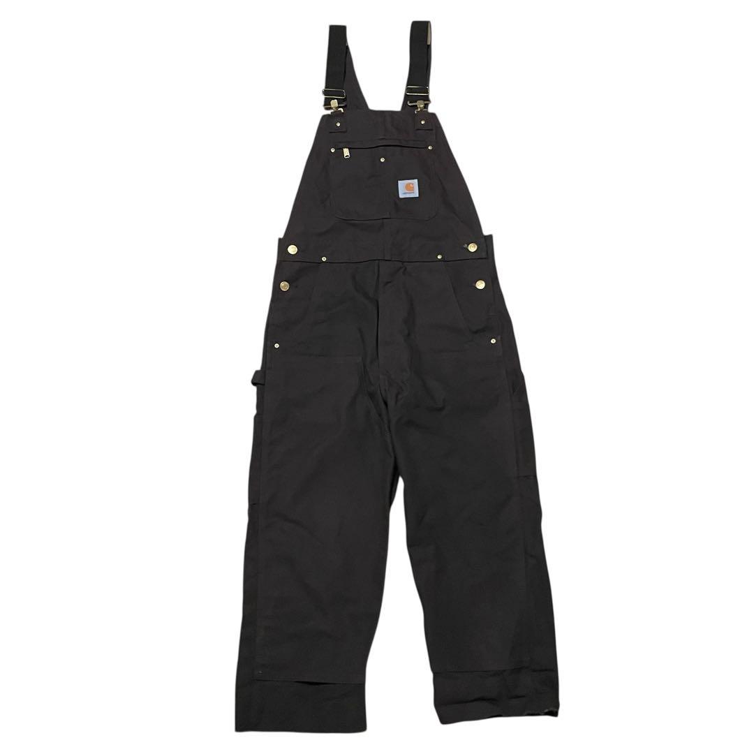 耐カーハートダックオーバーオールブラウンUSA古着ワークつなぎ
