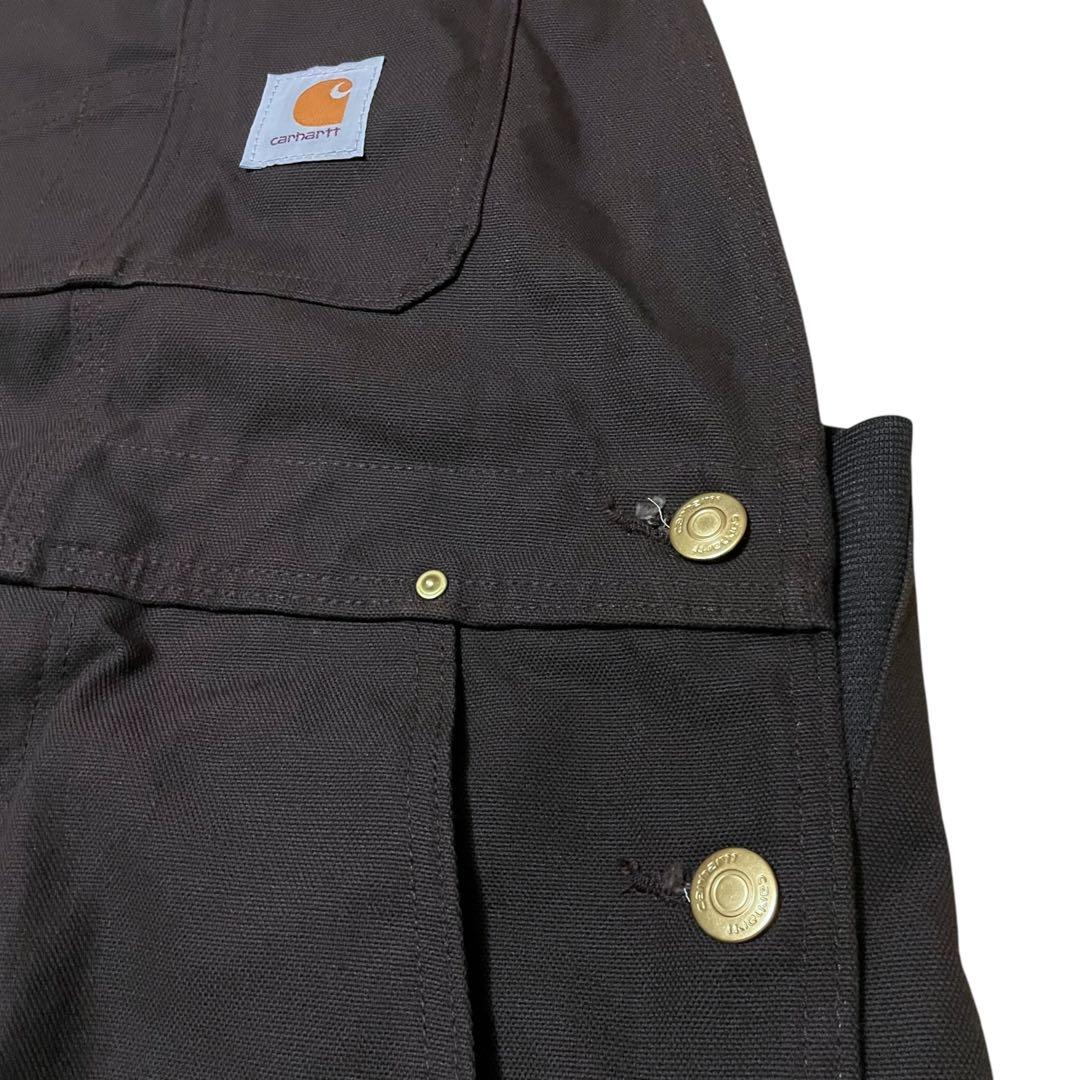 耐カーハートダックオーバーオールブラウンUSA古着ワークつなぎ
