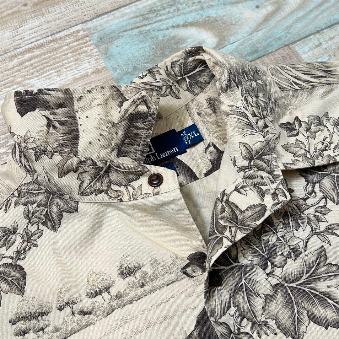 イ*ロ様 90s ラルフローレン MARLOWE 柄シャツ ハンティング 犬柄