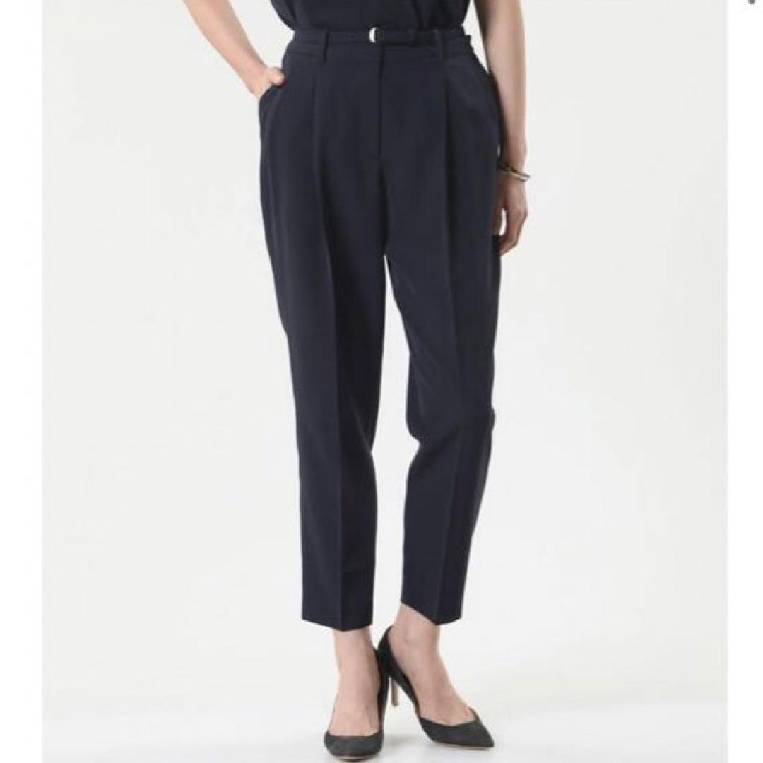 美品 PLST プラステ パンツスーツ 上下セットネイビー ノーカラー