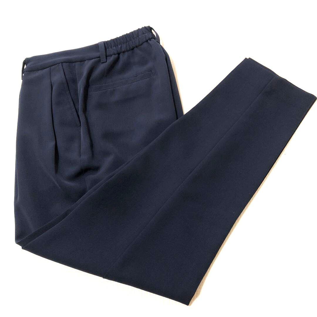 美品 PLST プラステ パンツスーツ 上下セットネイビー ノーカラー